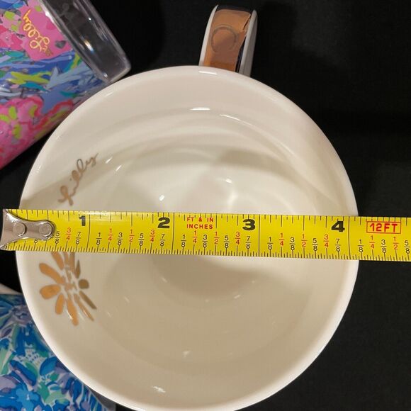 ~ Lilly Pulitzer 2 Blue Floral Hidden Lion Mugs Gold Handles+Pink Floral Tumbler - Picture 10 of 16